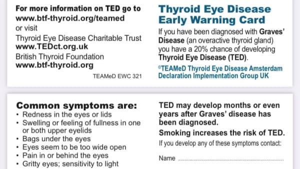 Thyroid Eye Disease Early Warning Card