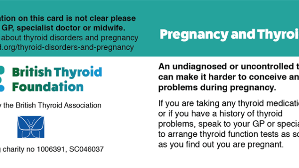 Pregnancy and thyroid disorders alert card