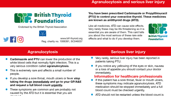 Antithyroid drugs alert card
